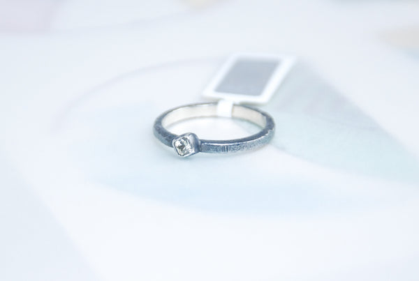 White sapphire stacking silver ring