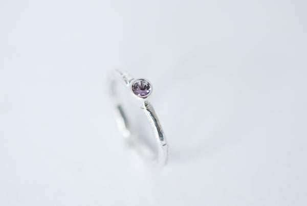 Pink silver ring stacks. Handmade jewelry