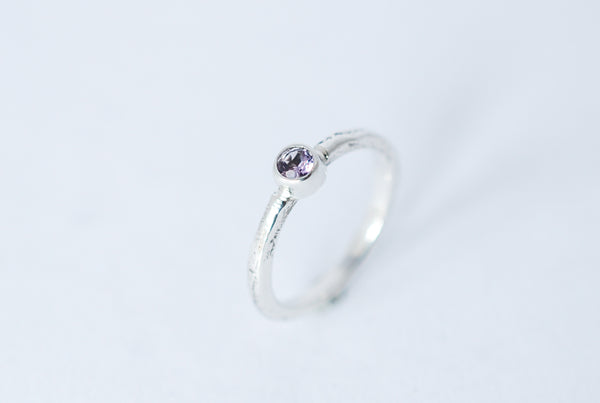 Pink silver ring stacks. Handmade jewelry