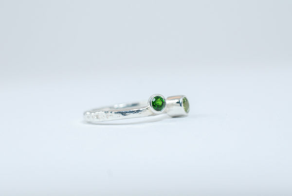 Two green stone designer ring