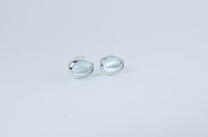 Swiss blue topaz stud earrings. Handmade jewellery.