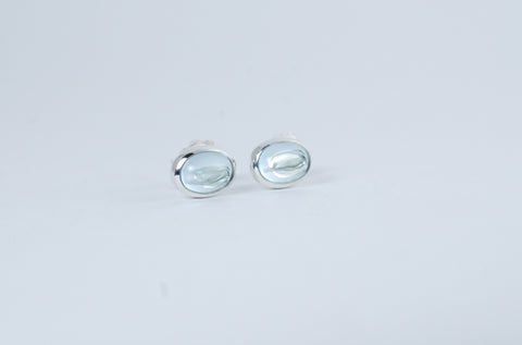 Swiss blue topaz stud earrings. Handmade jewellery.