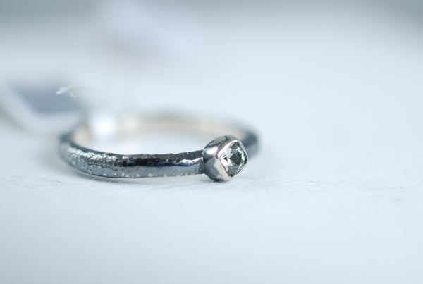 White sapphire stacking silver ring